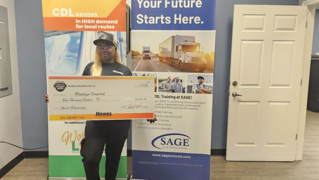 Mataliya Campbell 2 Single mother Mataliya is building a stable future for herself through Sage, supported by the Howes Truckers of Tomorrow Scholarship